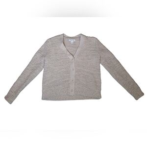 Rachel Zoe Popcorn Cozy Button-Up Short Cardigan Sweater Beige/Tan Size Small